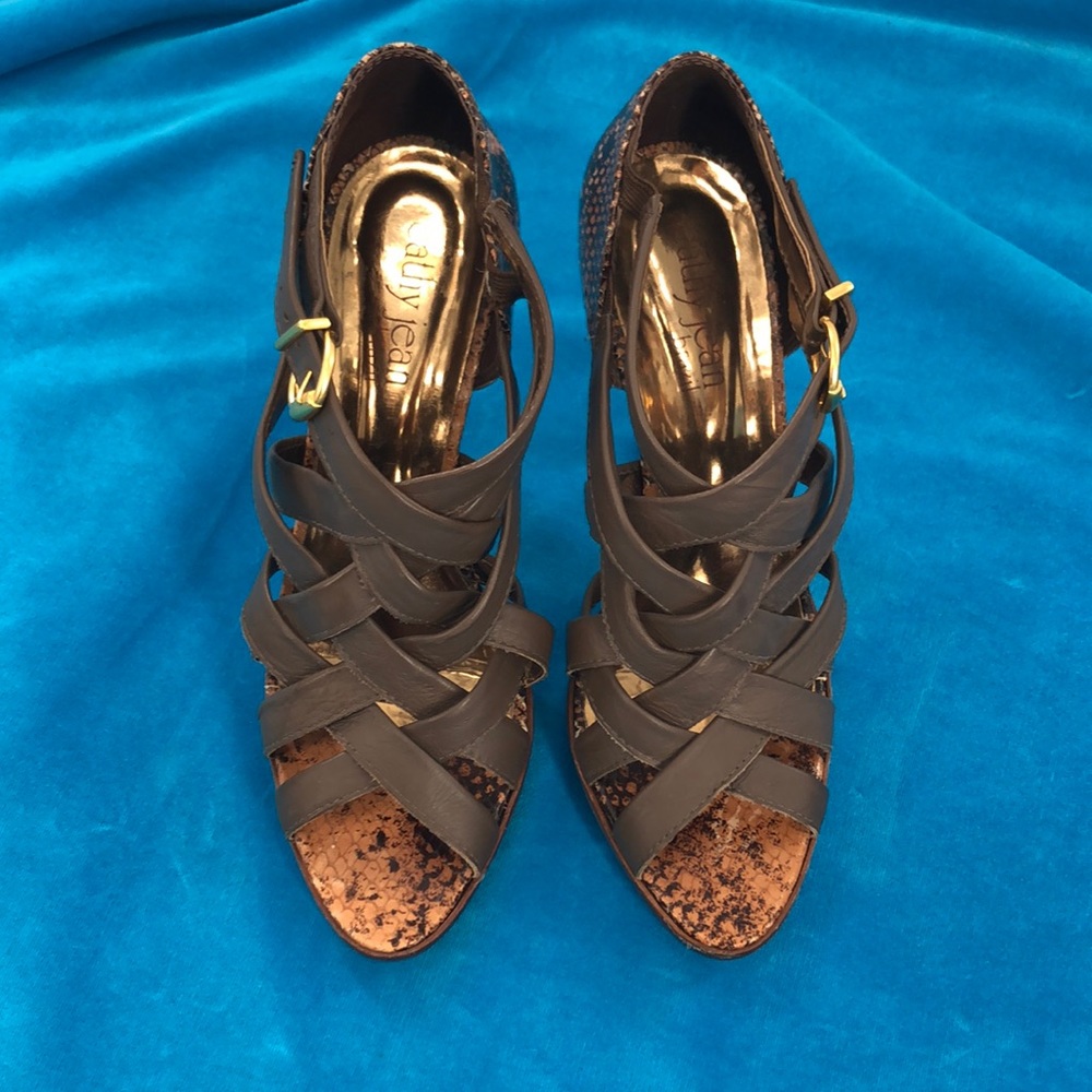 Cathy Jean High Heel Snakeskin Sandals  sz 9